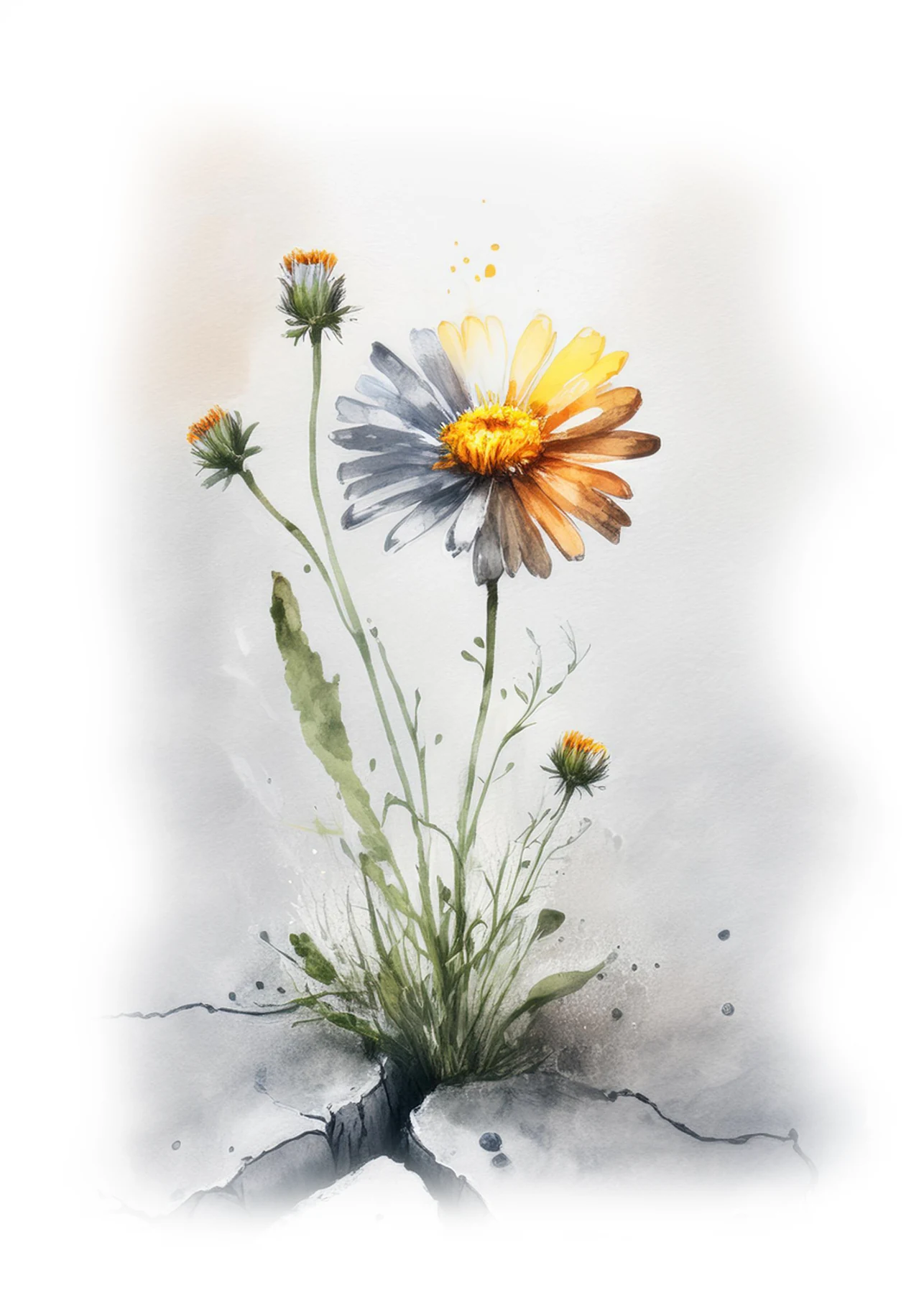 Des fleurs qui poussent dans une fissure du béton.